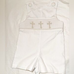 White Kids Overalls with Embroidered Design